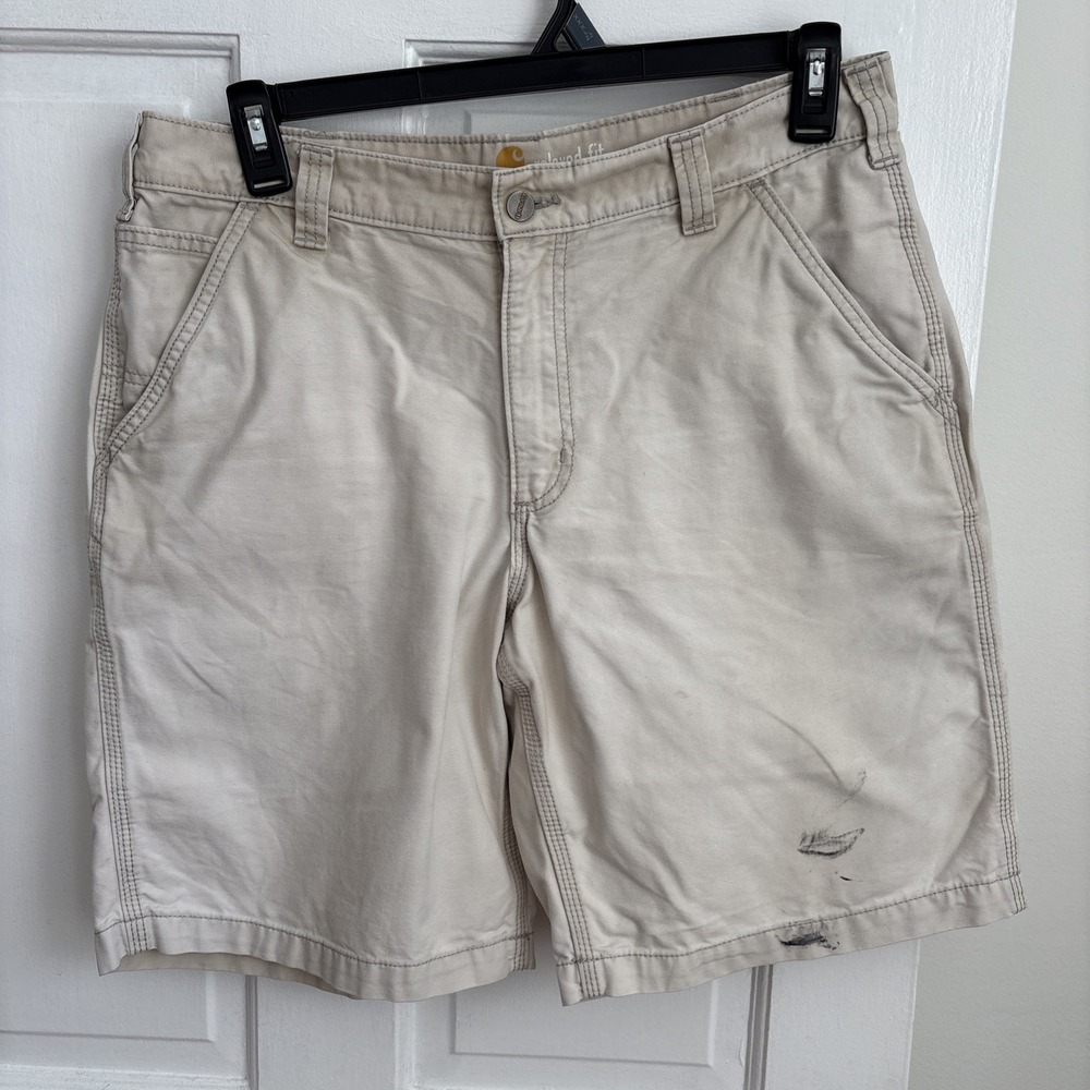 Carhartt Mens Relaxed Fit Canvas Work Shorts Tan Khaki 101167 34x10